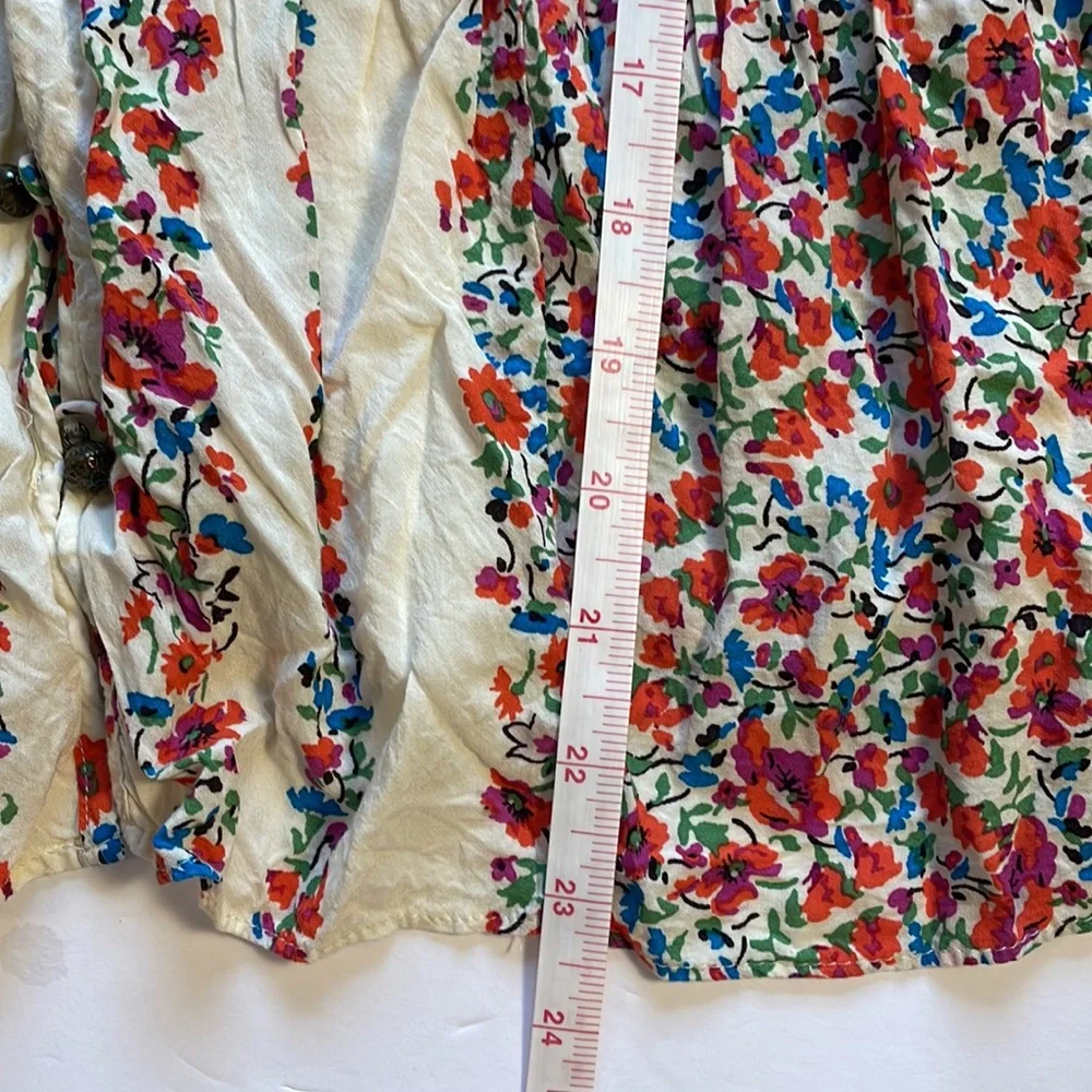 Maeve Anthropologie Hiver Floral Peasant Blouse Crochet Pleated Buttons Size 10 - Picture 15 of 16
